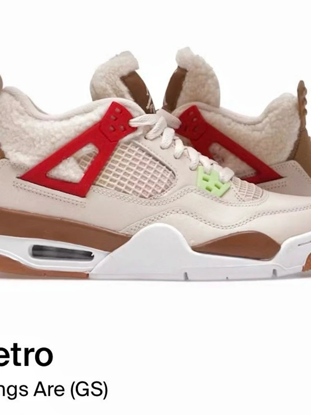 Jordan Air Jordan 4 Retro Sneakers White & Brown Girls US 6Y